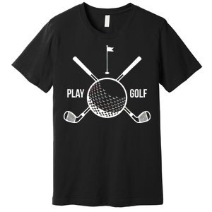 Play Golf Golfball Clubs Crossbones Premium T-Shirt