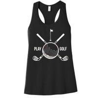 Play Golf Golfball Clubs Crossbones Women's Racerback Tank