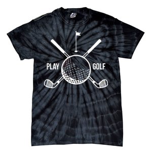 Play Golf Golfball Clubs Crossbones Tie-Dye T-Shirt