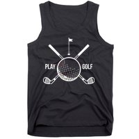 Play Golf Golfball Clubs Crossbones Tank Top