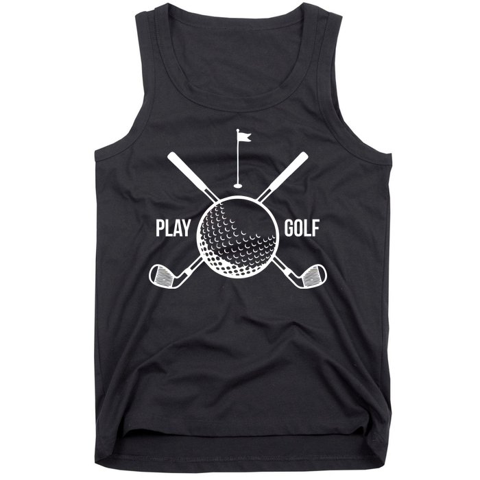 Play Golf Golfball Clubs Crossbones Tank Top