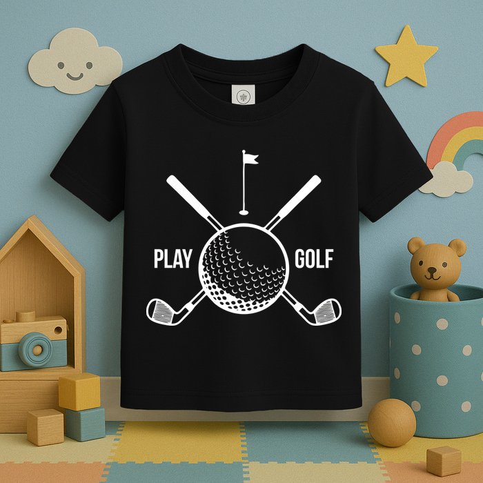 Play Golf Golfball Clubs Crossbones Toddler T-Shirt