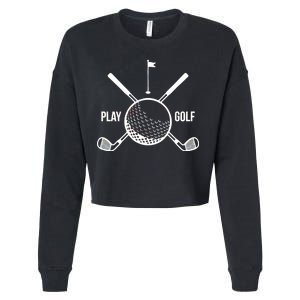 Play Golf Golfball Clubs Crossbones Cropped Pullover Crew