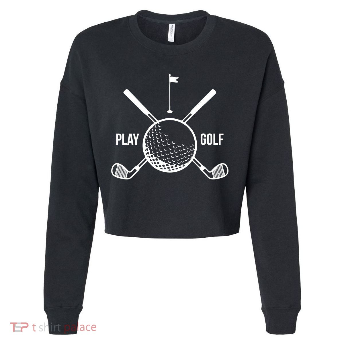 Play Golf Golfball Clubs Crossbones Cropped Pullover Crew