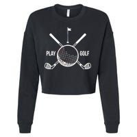 Play Golf Golfball Clubs Crossbones Cropped Pullover Crew