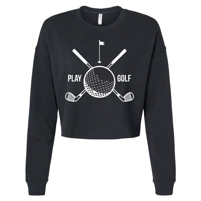 Play Golf Golfball Clubs Crossbones Cropped Pullover Crew