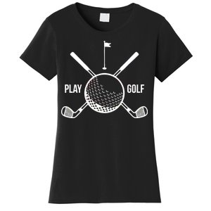 Play Golf Golfball Clubs Crossbones Women's T-Shirt