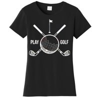 Play Golf Golfball Clubs Crossbones Women's T-Shirt