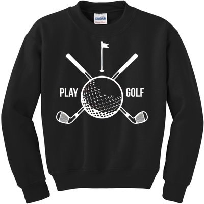 Play Golf Golfball Clubs Crossbones Kids Sweatshirt