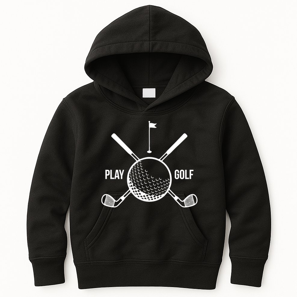Play Golf Golfball Clubs Crossbones Kids Hoodie