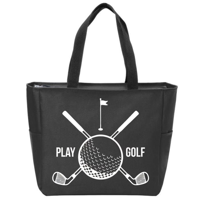 Play Golf Golfball Clubs Crossbones Zip Tote Bag