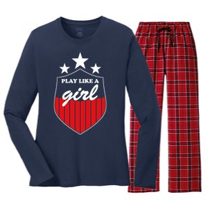 Play Like A Girl Women's Long Sleeve Flannel Pajama Set 