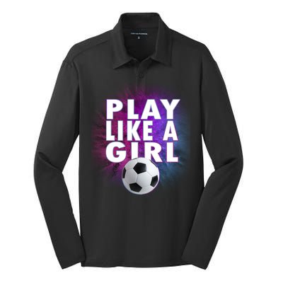 Play Like A Girl Womens Soccer Silk Touch Performance Long Sleeve Polo