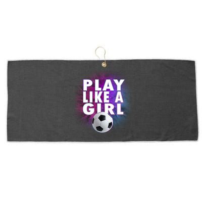 Play Like A Girl Womens Soccer Large Microfiber Waffle Golf Towel