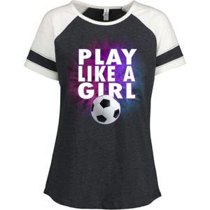 Play Like A Girl Womens Soccer Enza Ladies Jersey Colorblock Tee