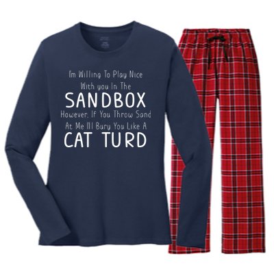 Play Nice Sandbox Cat Turd Women's Long Sleeve Flannel Pajama Set 