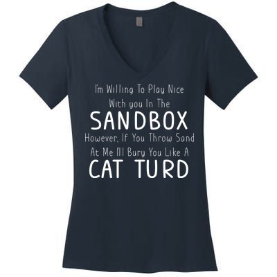 Play Nice Sandbox Cat Turd Women's V-Neck T-Shirt