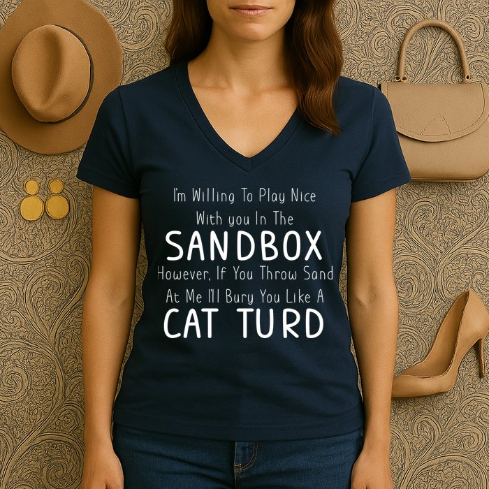 Play Nice Sandbox Cat Turd Women's V-Neck T-Shirt