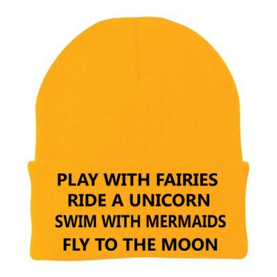 Play With Fairies Ride A Unicorn Swim With Mermaid Knit Cap Winter Beanie