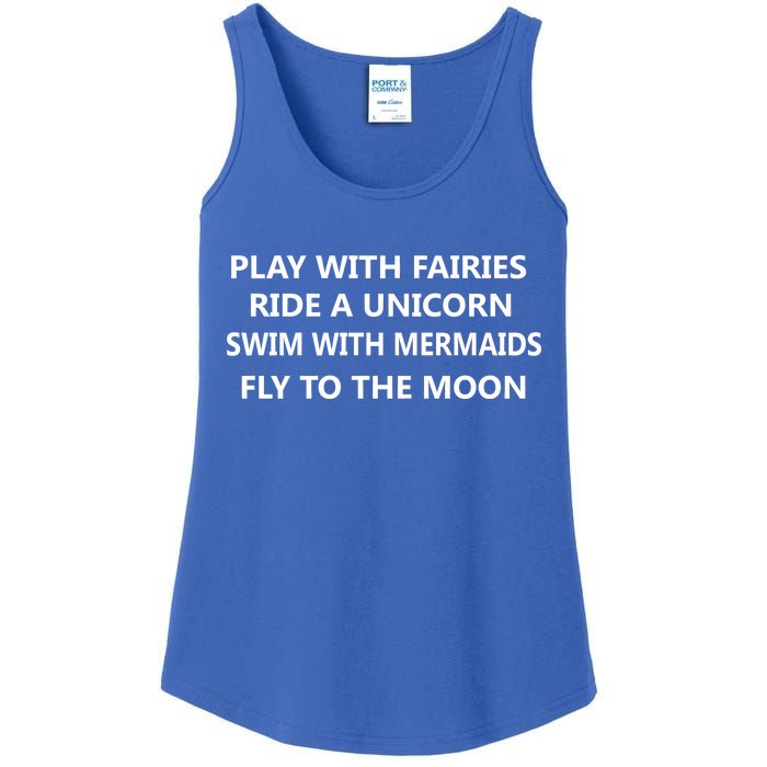 Play With Fairies Ride A Unicorn Swim With Mermaid Ladies Essential Tank