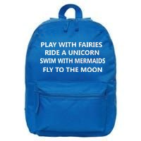 Play With Fairies Ride A Unicorn Swim With Mermaid 16 in Basic Backpack