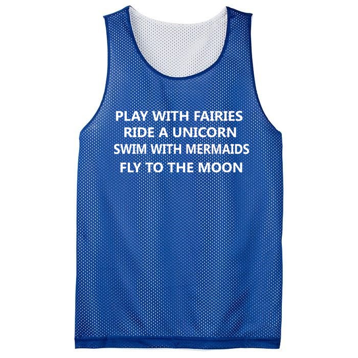 Play With Fairies Ride A Unicorn Swim With Mermaid Mesh Reversible Basketball Jersey Tank