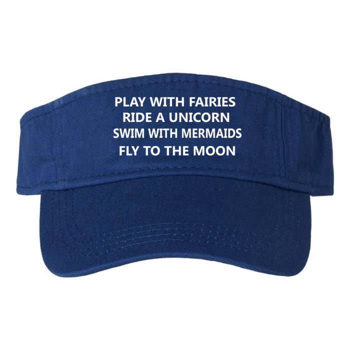 Play With Fairies Ride A Unicorn Swim With Mermaid Valucap Bio-Washed Visor