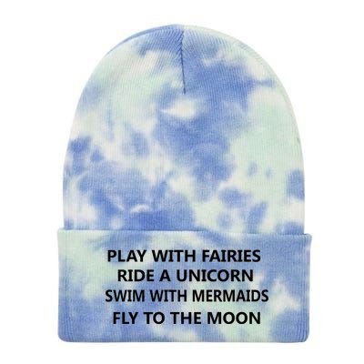 Play With Fairies Ride A Unicorn Swim With Mermaid Tie Dye 12in Knit Beanie