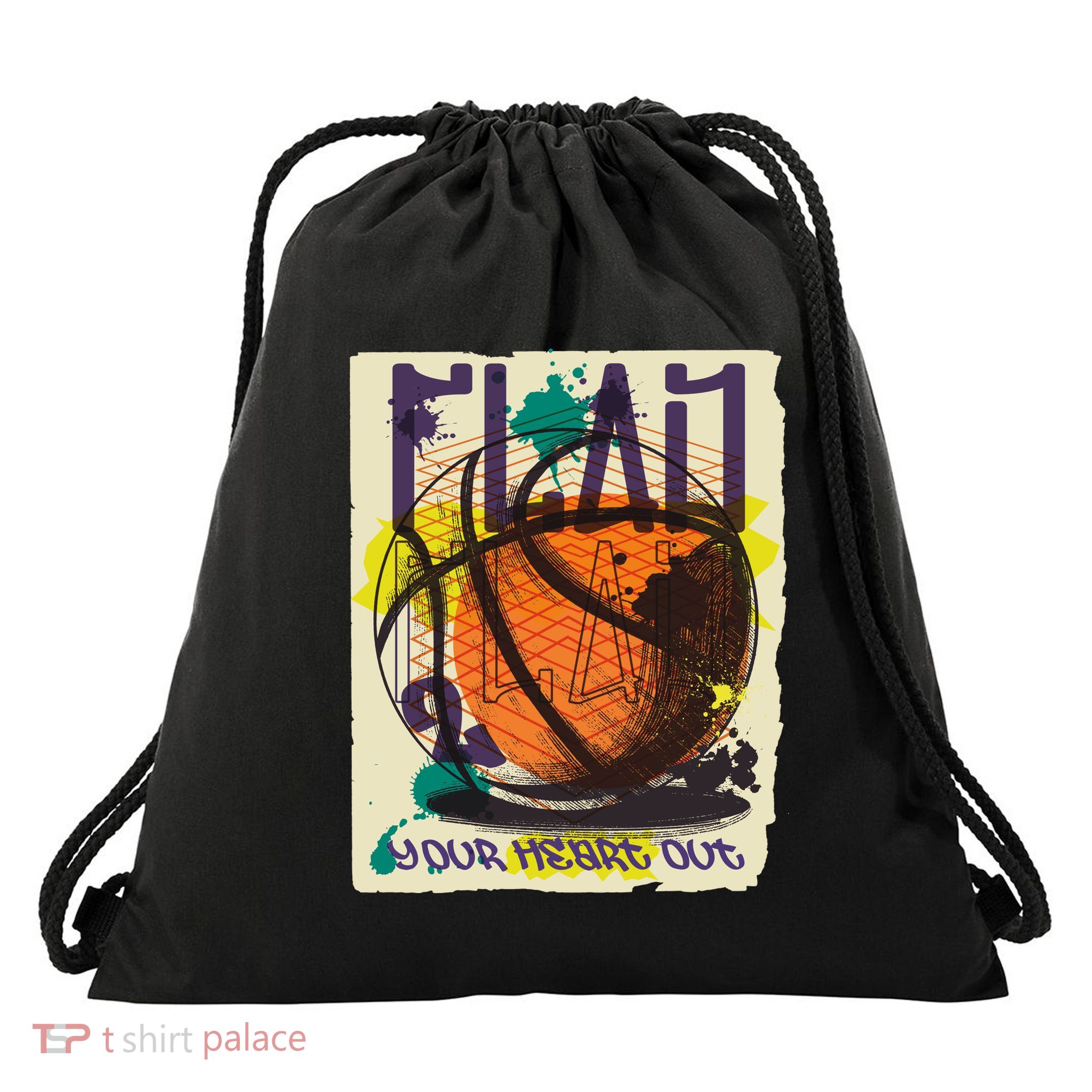 Play Your Heart Out Basketball Drawstring Bag