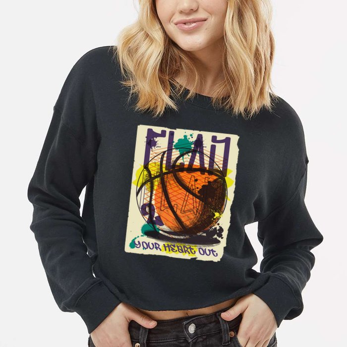 Play Your Heart Out Basketball Cropped Pullover Crew