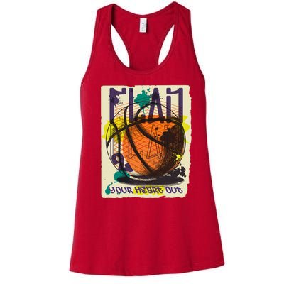 Play Your Heart Out Basketball Women's Racerback Tank