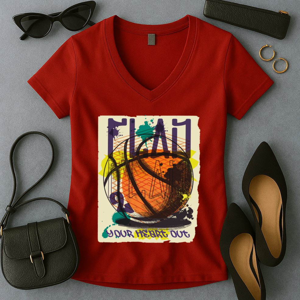 Play Your Heart Out Basketball Women's V-Neck T-Shirt