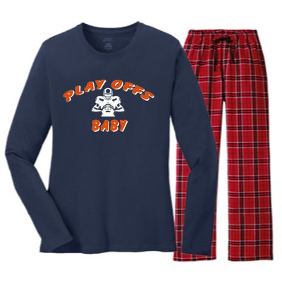 Playoffs Baby Football Women's Long Sleeve Flannel Pajama Set 