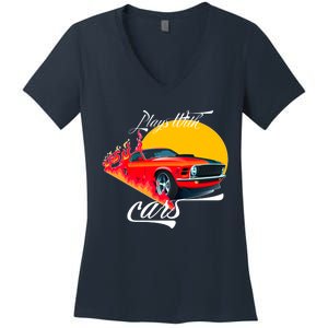 Plays With Cars Matching Family Women's V-Neck T-Shirt