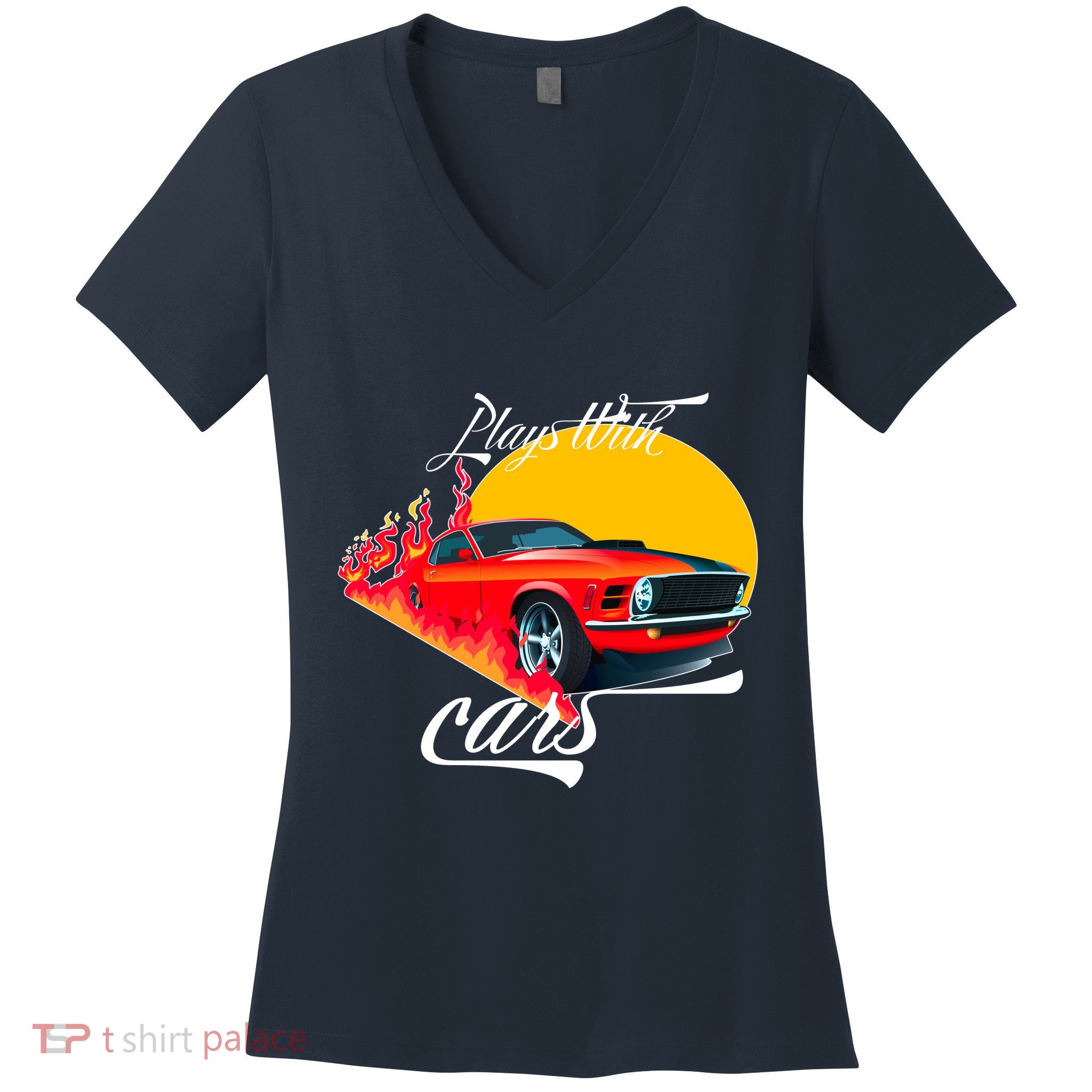 Plays With Cars Matching Family Women's V-Neck T-Shirt