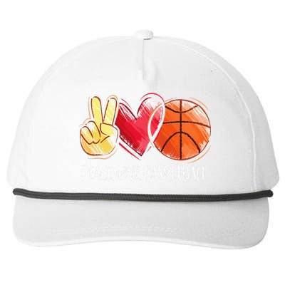 Peace Love Basketball Snapback Five-Panel Rope Hat