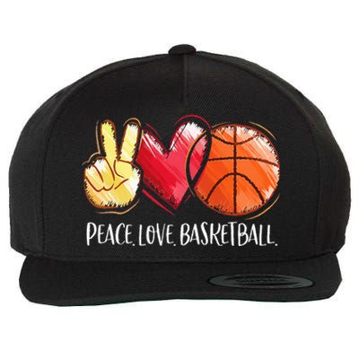 Peace Love Basketball Wool Snapback Cap