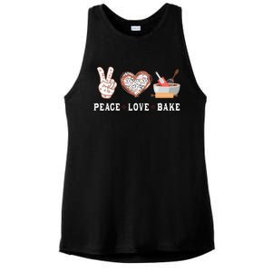 Peace Love Bake Baking Cupcake Baker Gifts Men Women Ladies PosiCharge Tri-Blend Wicking Tank