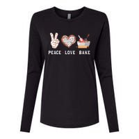 Peace Love Bake Baking Cupcake Baker Gifts Men Women Womens Cotton Relaxed Long Sleeve T-Shirt