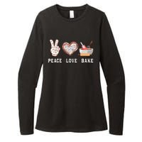 Peace Love Bake Baking Cupcake Baker Gifts Men Women Womens CVC Long Sleeve Shirt