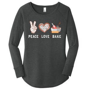 Peace Love Bake Baking Cupcake Baker Gifts Men Women Women's Perfect Tri Tunic Long Sleeve Shirt