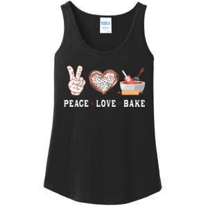 Peace Love Bake Baking Cupcake Baker Gifts Men Women Ladies Essential Tank