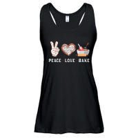 Peace Love Bake Baking Cupcake Baker Gifts Men Women Ladies Essential Flowy Tank