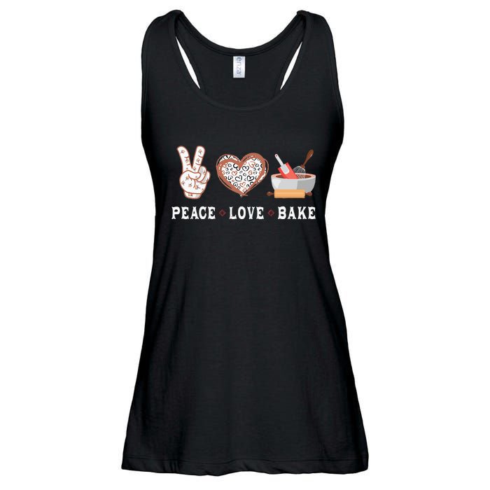 Peace Love Bake Baking Cupcake Baker Gifts Men Women Ladies Essential Flowy Tank