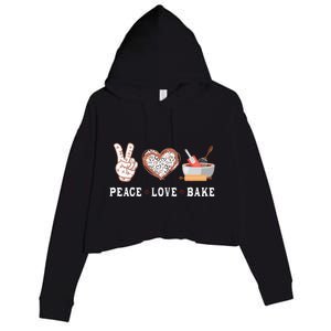 Peace Love Bake Baking Cupcake Baker Gifts Men Women Crop Fleece Hoodie