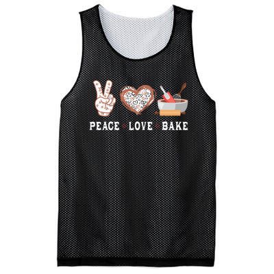 Peace Love Bake Baking Cupcake Baker Gifts Men Women Mesh Reversible Basketball Jersey Tank