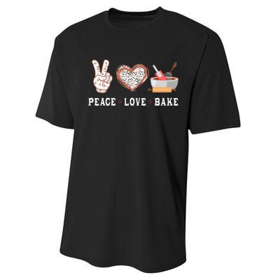 Peace Love Bake Baking Cupcake Baker Gifts Men Women Performance Sprint T-Shirt