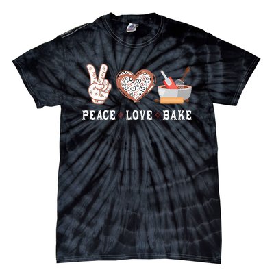 Peace Love Bake Baking Cupcake Baker Gifts Men Women Tie-Dye T-Shirt