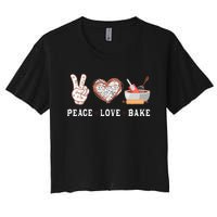 Peace Love Bake Baking Cupcake Baker Gifts Men Women Women's Crop Top Tee