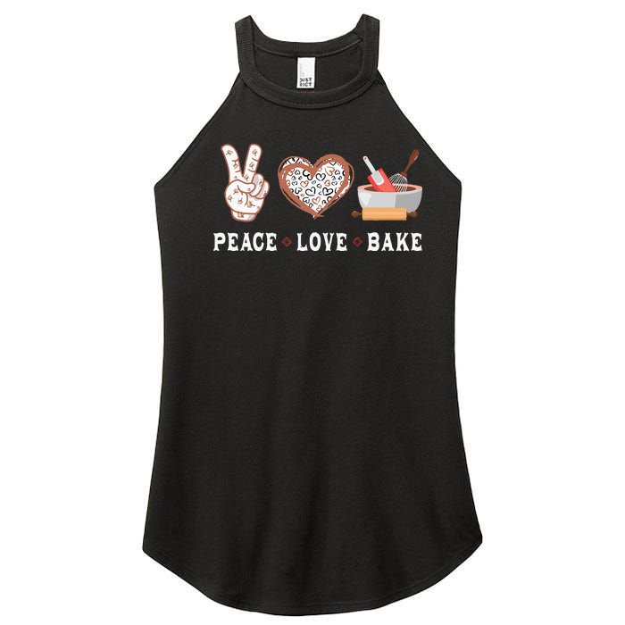 Peace Love Bake Baking Cupcake Baker Gifts Men Women Women's Perfect Tri Rocker Tank